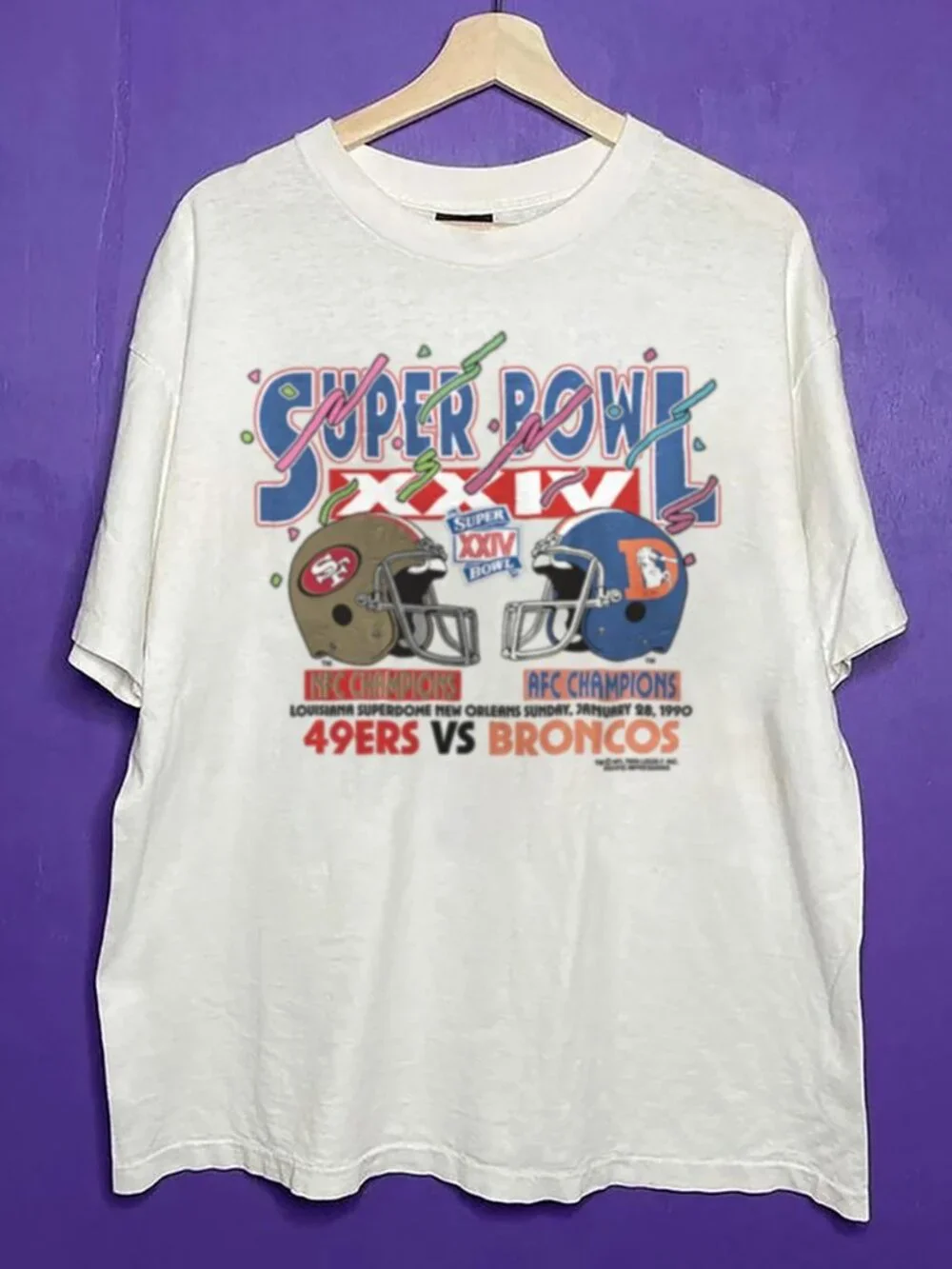 Vintage 1989 San Francisco 49ers VS Denver Broncos NFC Champions Football Shirt